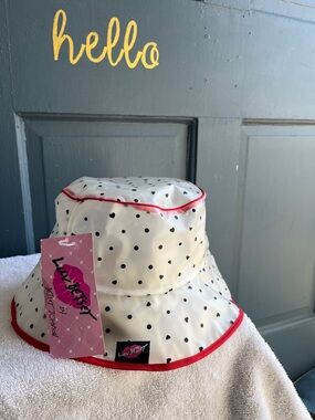 Luv Betsey by Betsey Johnson Clear Heart Polka Dot Bucket Hat